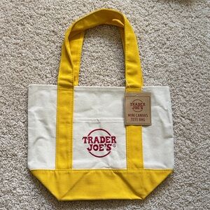 NWT Trader Joe’s Canvas Mini Tote Bag Yellow